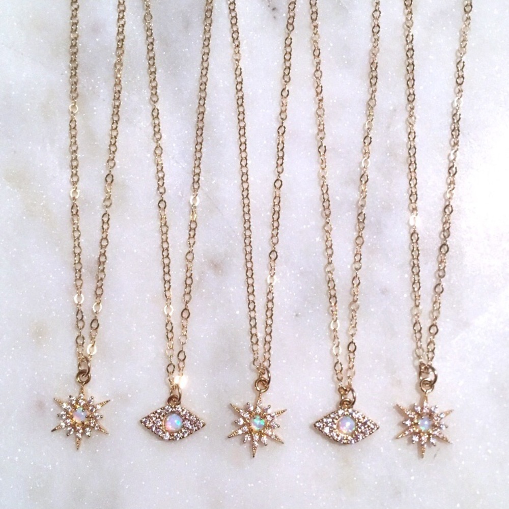 Petite Opal Pave CZ Necklace - Picture 7 of 7